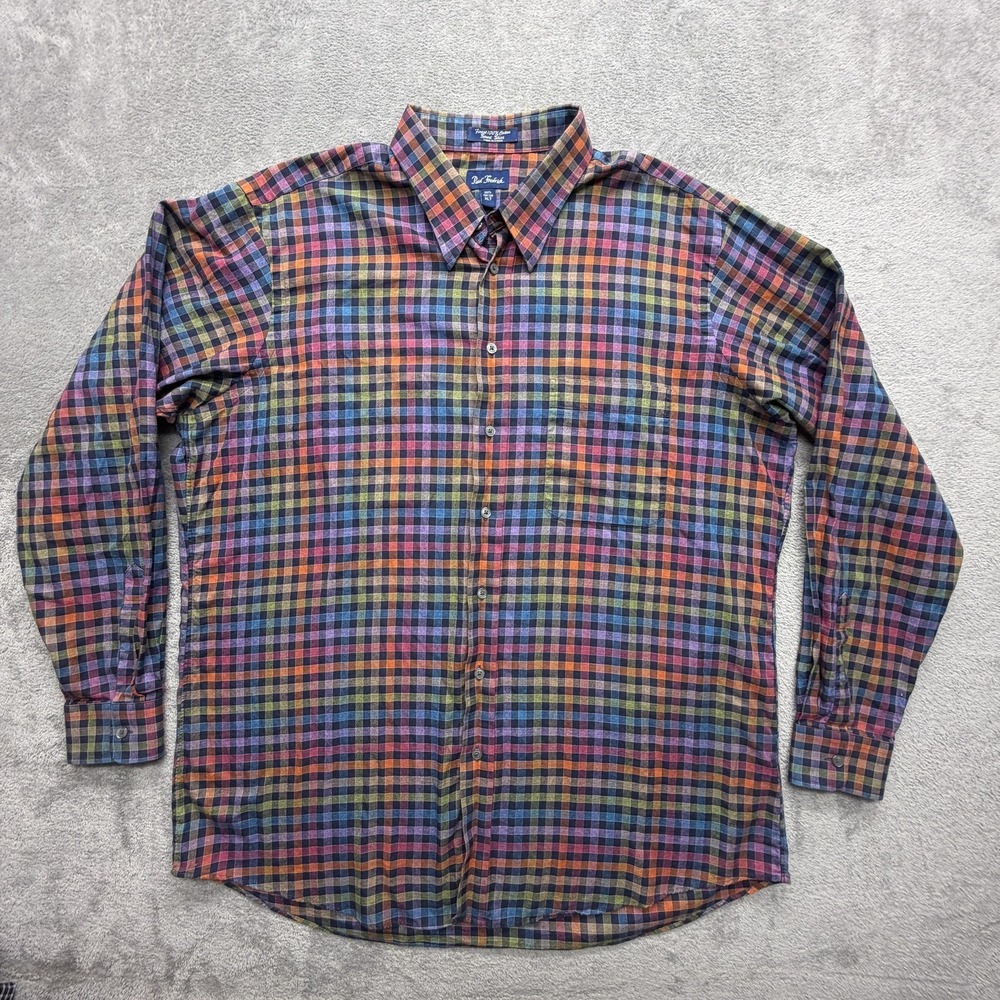 Paul Fredrick Shirt Mens XLT Multicolor Plaid Long Sleeve Button Up Cotton